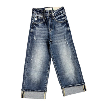 Kancan High Rise Cropped Wide Leg Dark