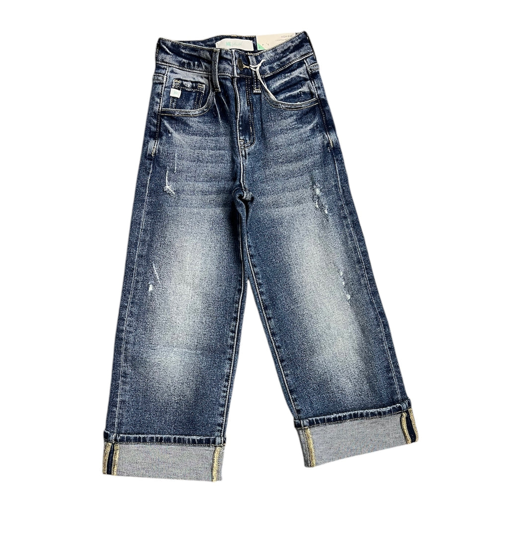 Kancan High Rise Cropped Wide Leg Dark