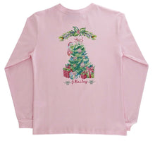 L/S Girls Logo Tee Santa Tree On Pink