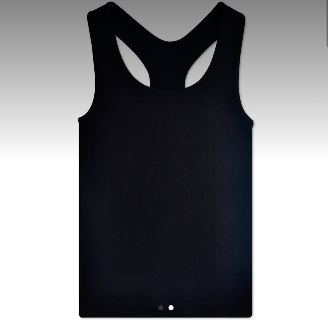 Black Ribbed Racerback Tank Top