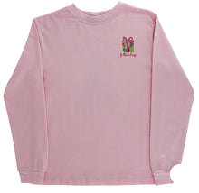 L/S Girls Logo Tee Santa Tree On Pink