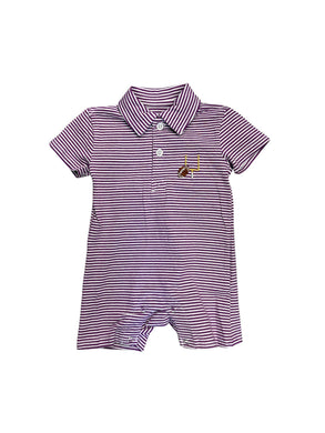 Game Day Field Purple Polo Romper