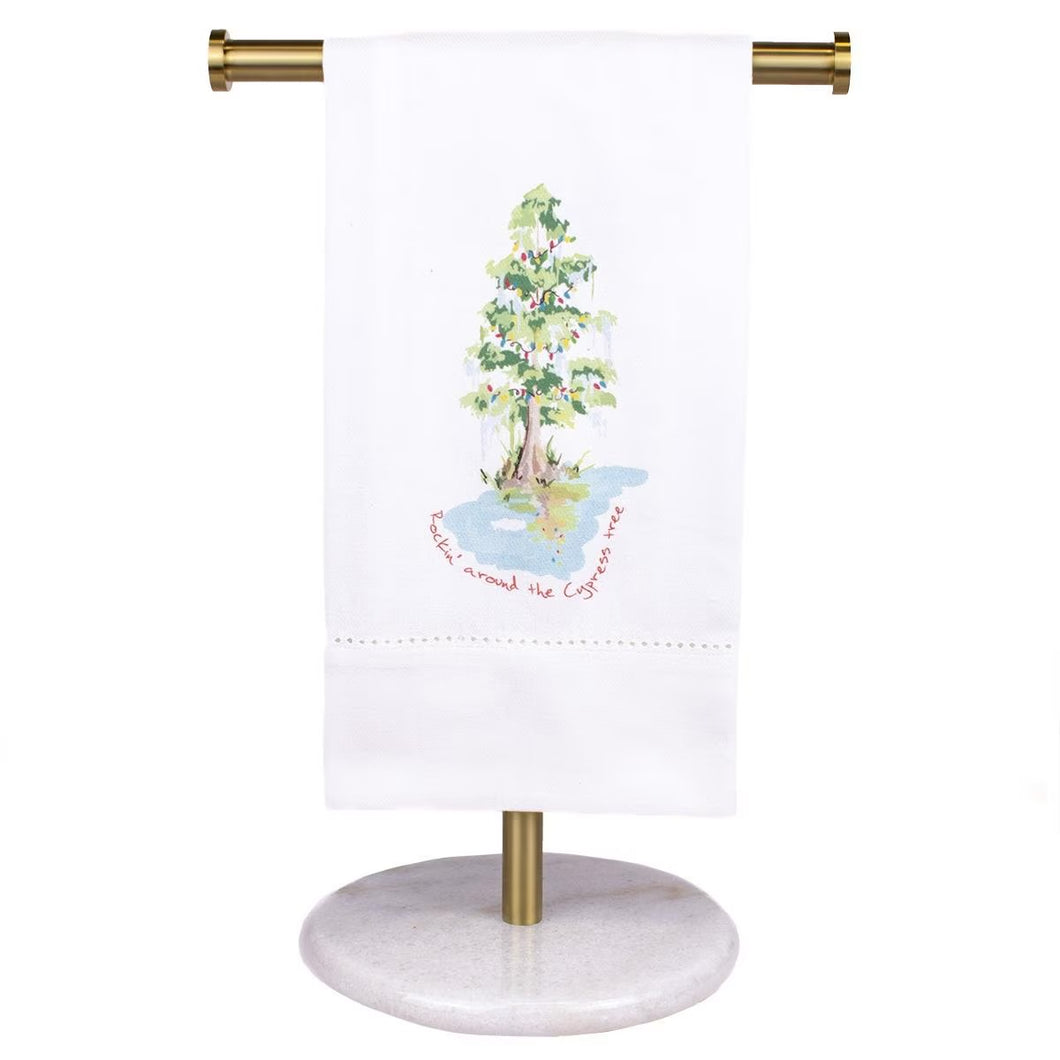 Rockin' Around the Cypress Tree Hemstitch Hand Towel