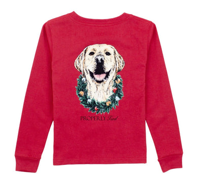 Boys Deck The Paws LS Cabernet
