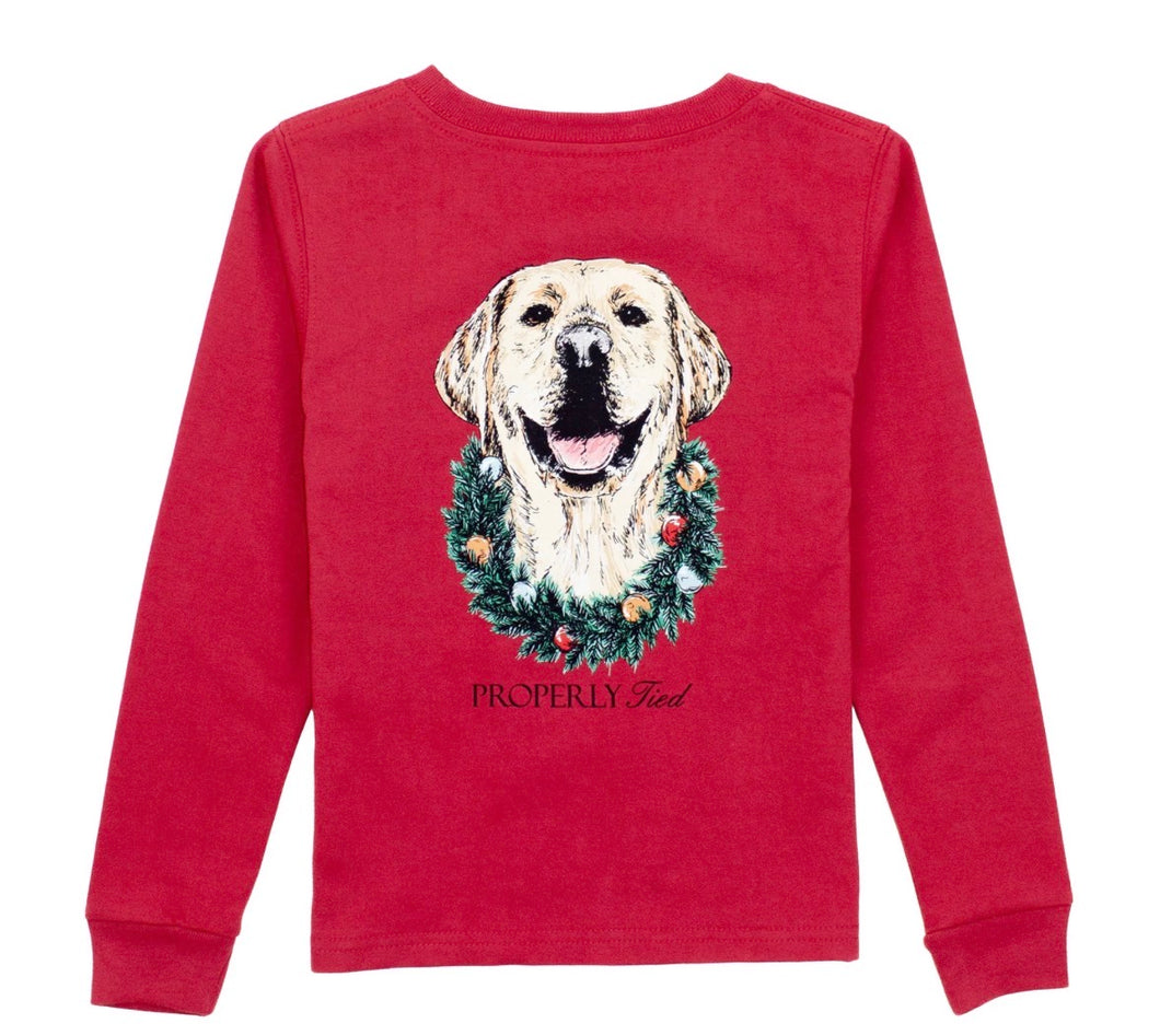 Boys Deck The Paws LS Cabernet