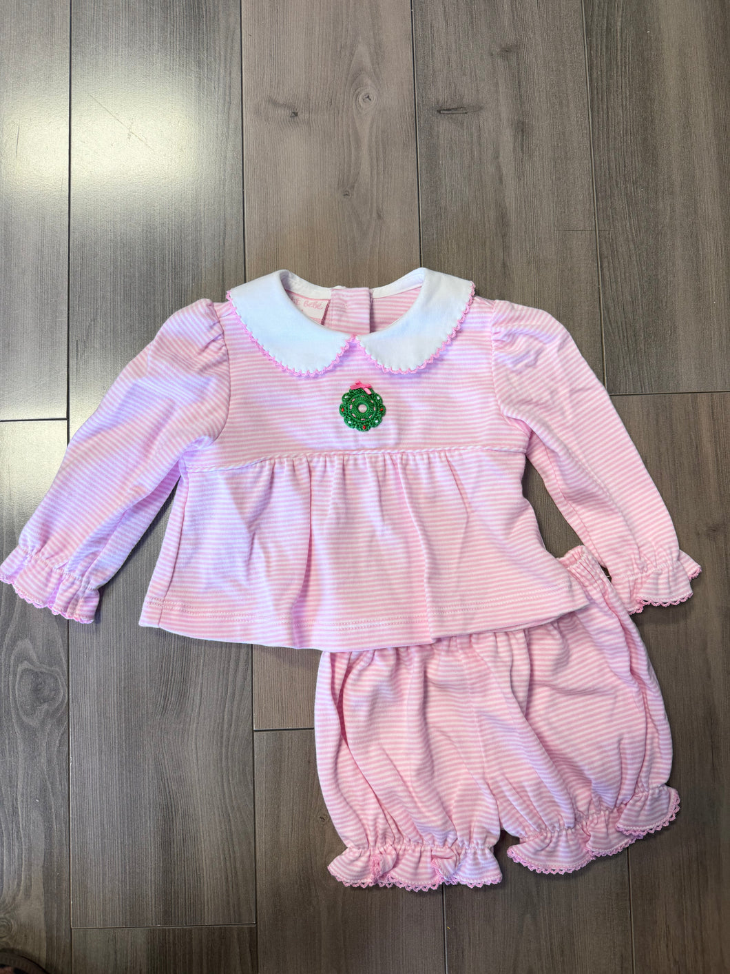 Wreath Pink Knit Stripe Set