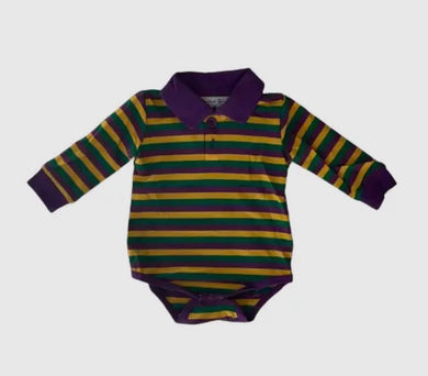 Mardi Gras Striped Collared Bodysuit