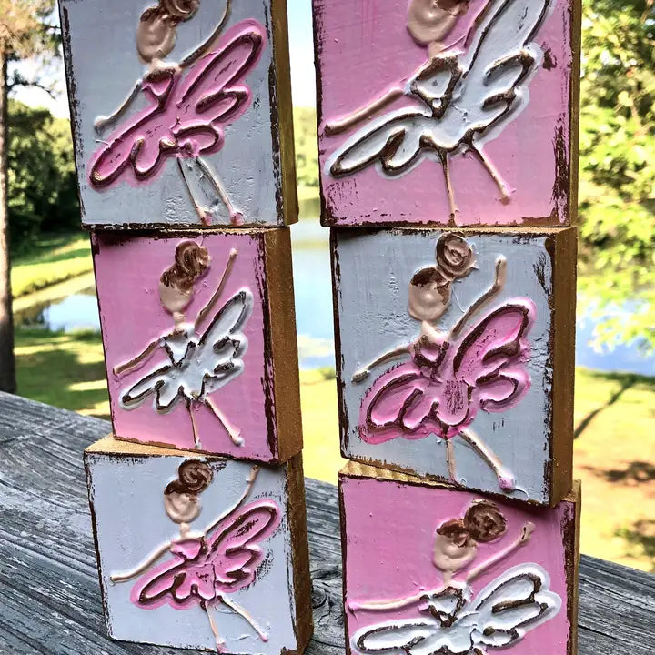 Ballerina Handmade Textured Wood Block