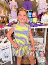 Yellow/Purple Striped Terry Short Set
