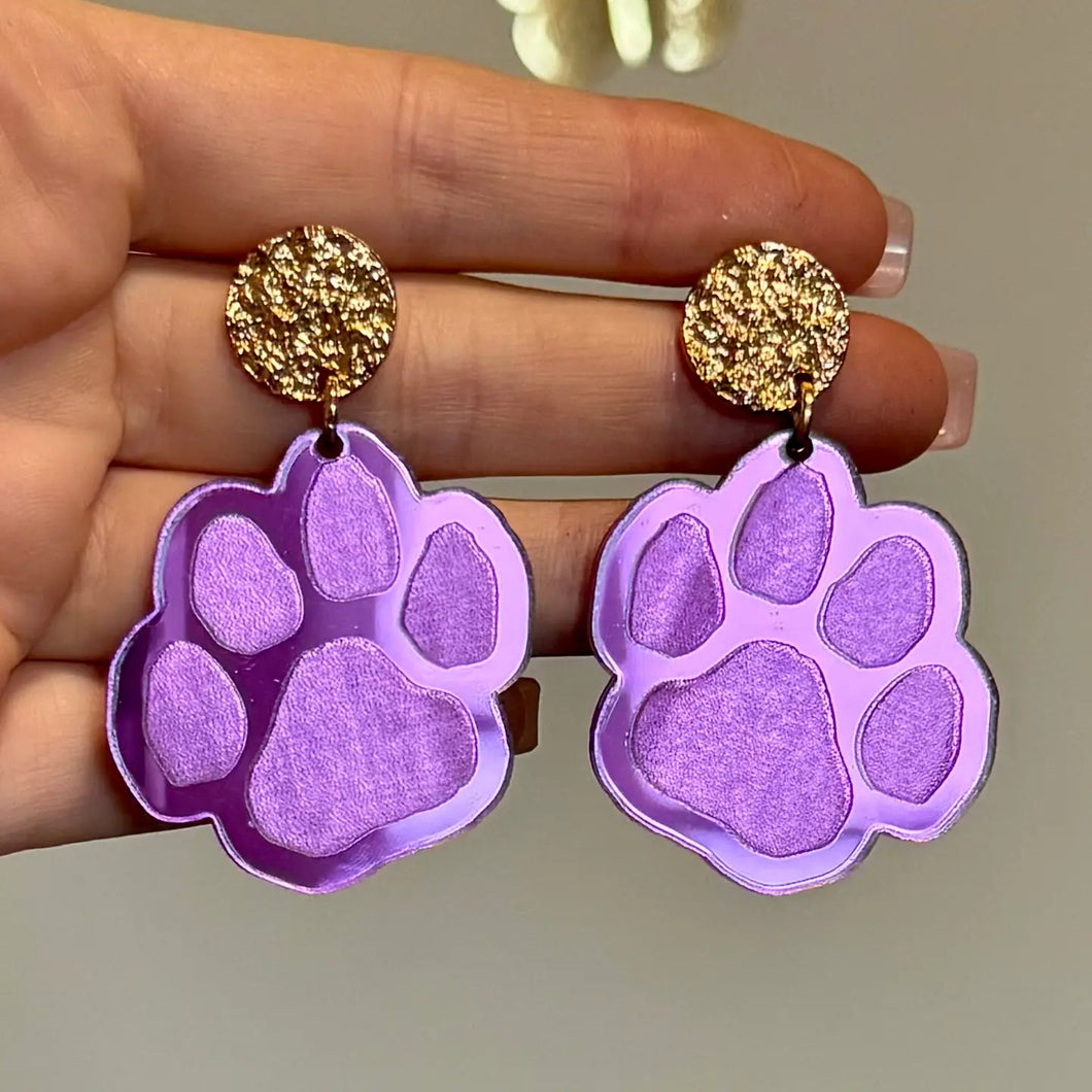Purple Football Paw Earring