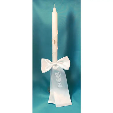 First Communion Candle w/White Ribbon