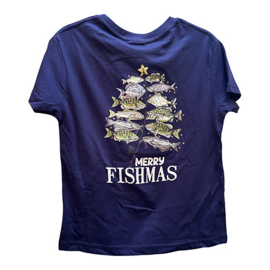 Merry Fishmas True Navy Crew Neck TShirt