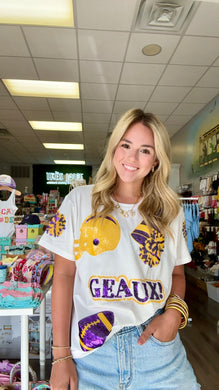 Preorder Purple/Gold Let's Geaux Sequin Shirt