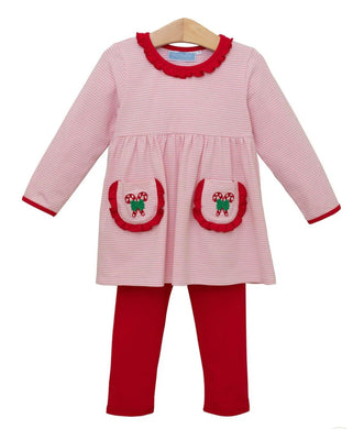 Candy Cane Embroidery Pant Set