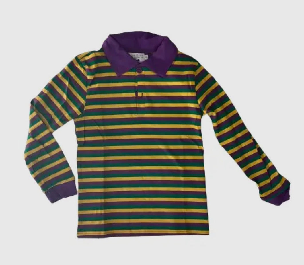 Mardi Gras LS Collared Shirt