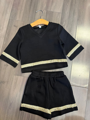 Black and Gold Game Day 3/4 Sleeve Set