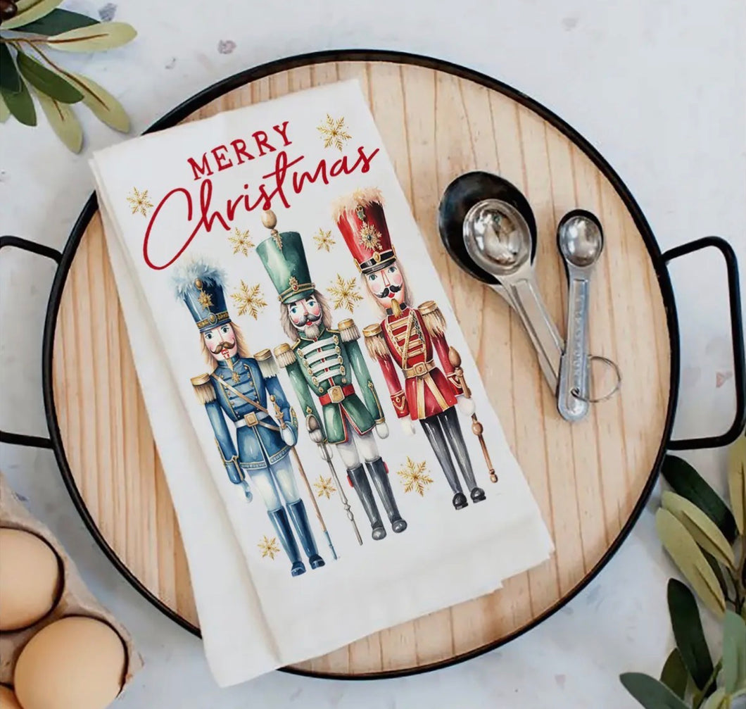 Merry Christmas Holiday Nutcracker Tea Towel