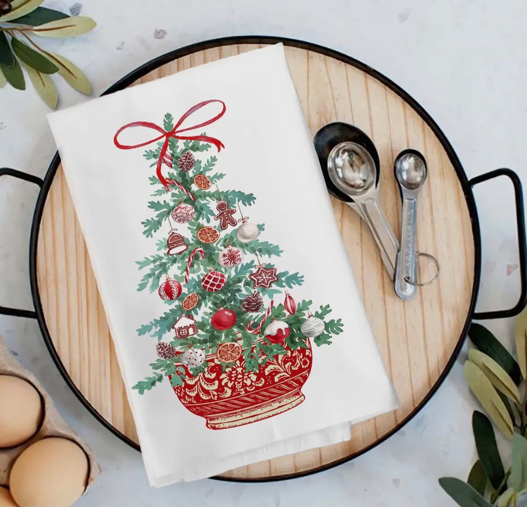 Christmas Chinoiserie Christmas Tree Tea Towel