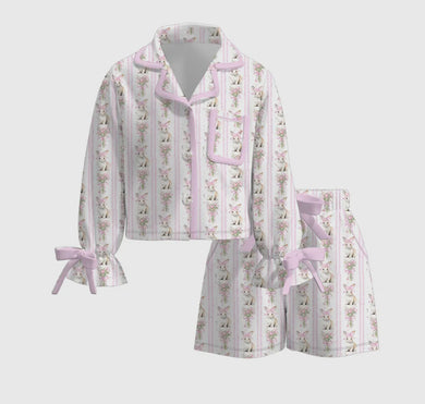 Easter Bow Tie Satin Pajamas
