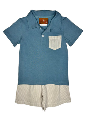 Miles Short Set - Blue & Khaki