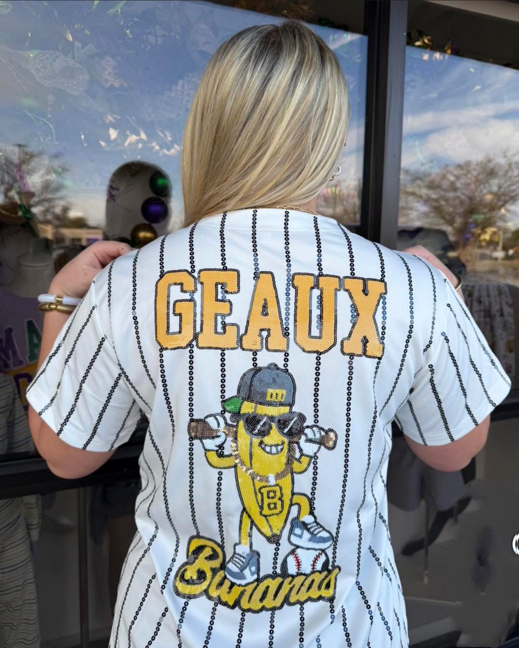 Banana Sequin Pinstripe Jersey