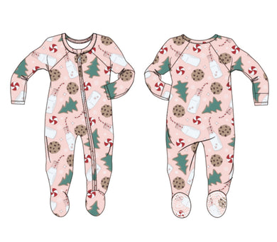 Santa’s Cookie Pink Zipper Footie