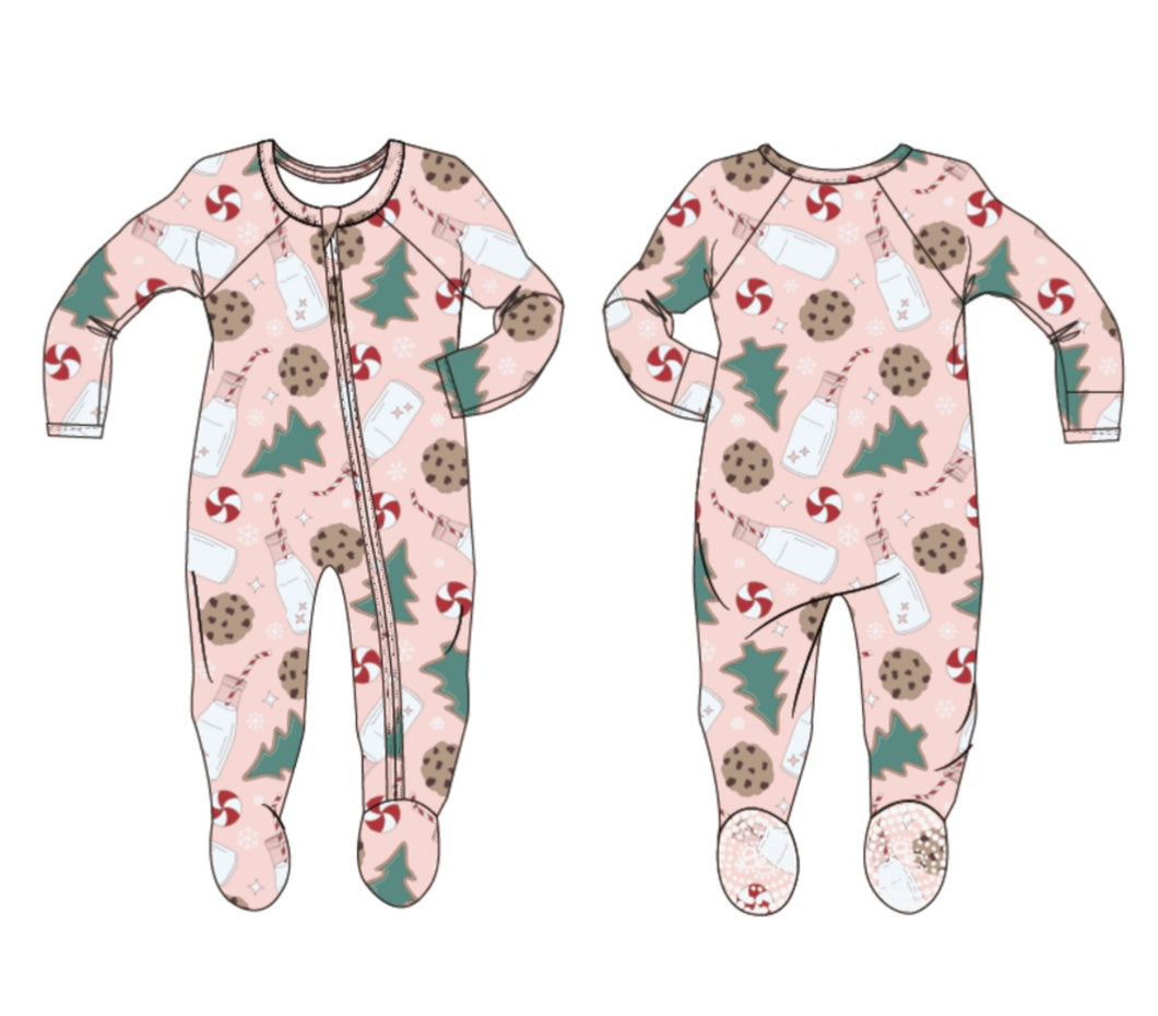 Santa’s Cookie Pink Zipper Footie