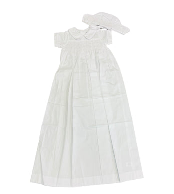 Hand Smocked Boy Christening Gown + Bonnet