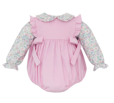 Petit Bebe Girls Pink Corduroy Bubble with Pink Liberty Floral Blouse