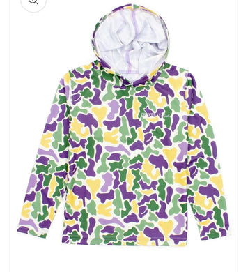 Boys Sportsman Performance Hoodie Mardi Gras Camo