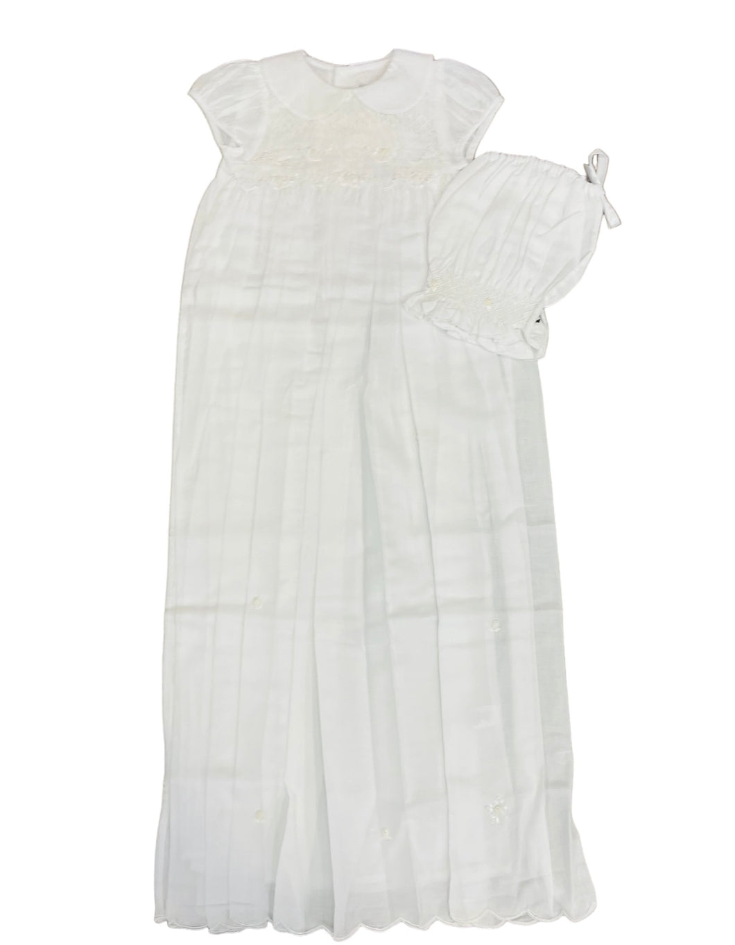 Classic Scallop Gown and Bonnet