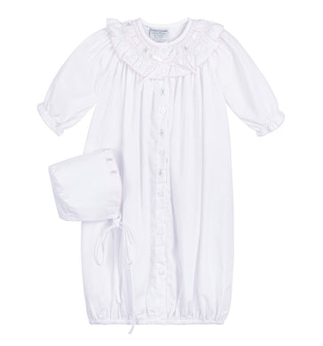 Preemie White Ribbon Ruffle Smocked Take me Home Gown