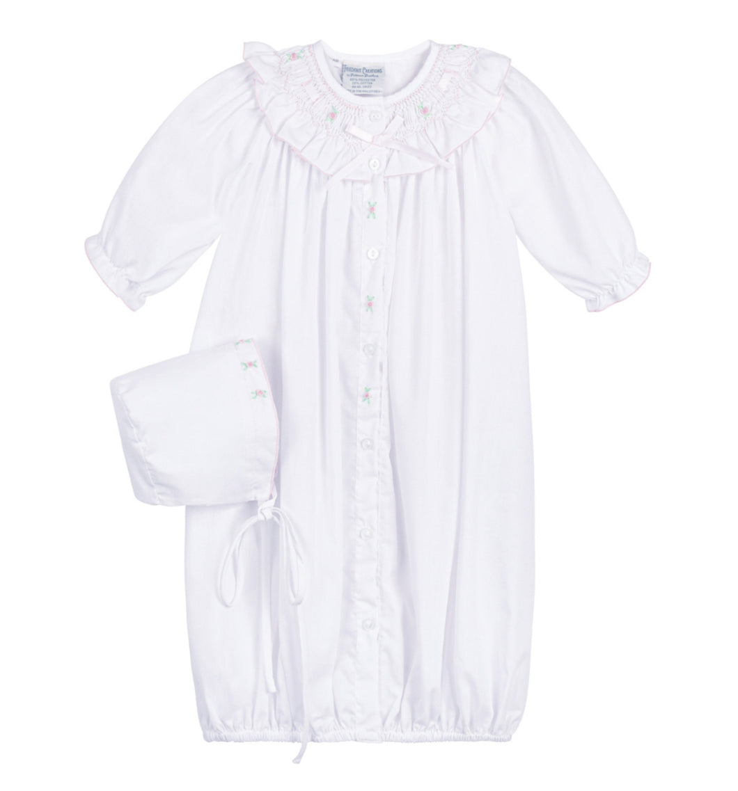 Preemie White Ribbon Ruffle Smocked Take me Home Gown