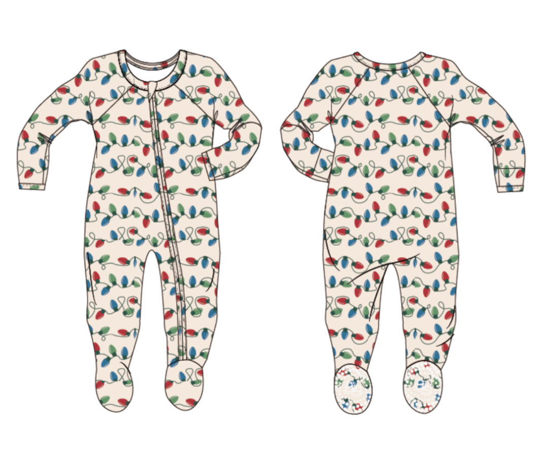 String Of Lights Zipper Footie