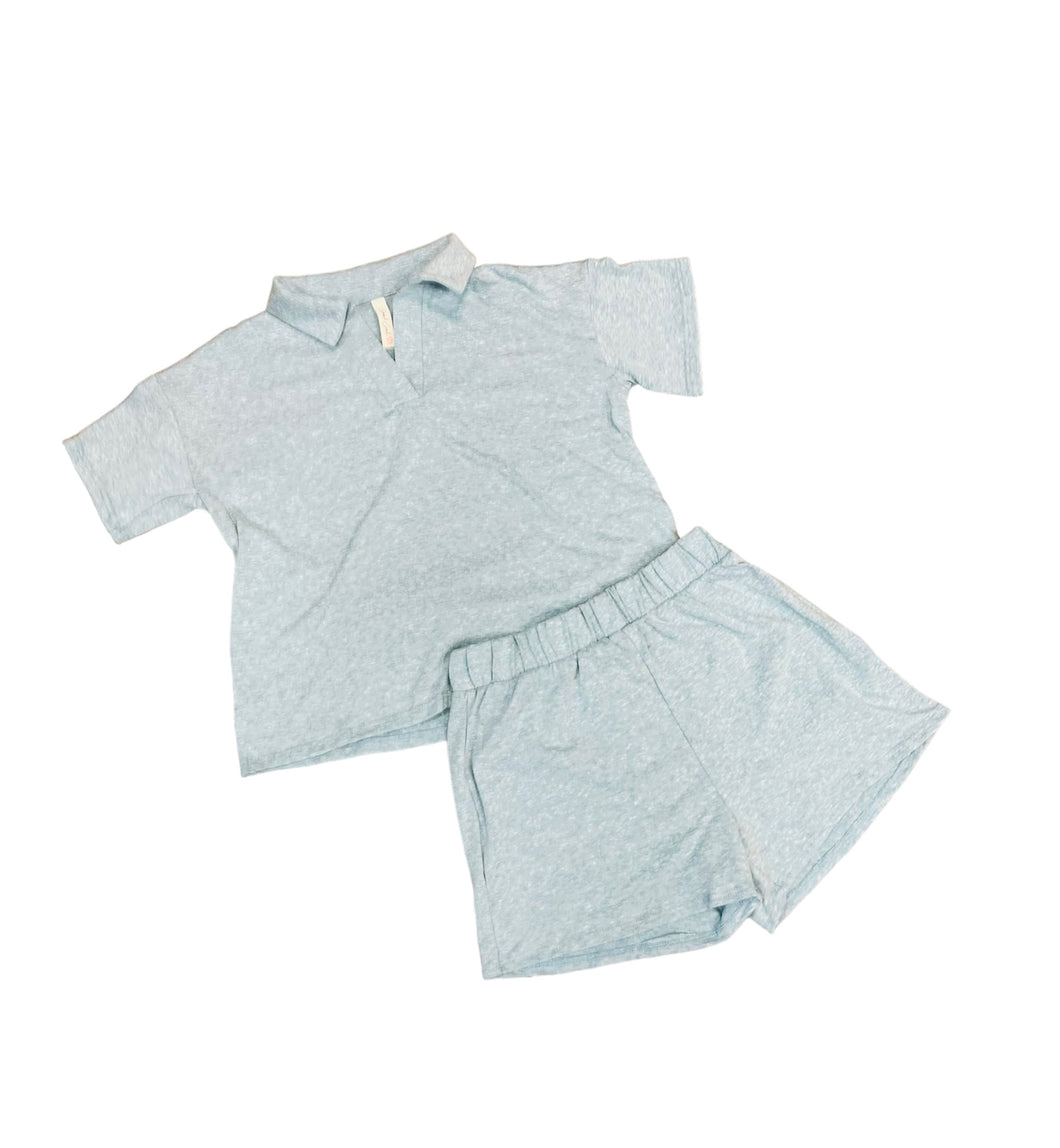 Collared Top and Shorts Set