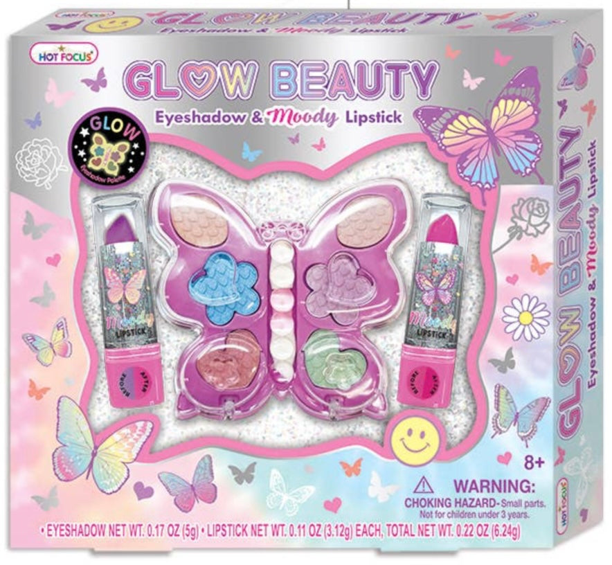glow Beauty Eyeshadow & Moody Lipstick, Tie Dye Butterfly