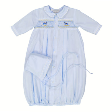 Preemie Rocking Horse Smocked Blue