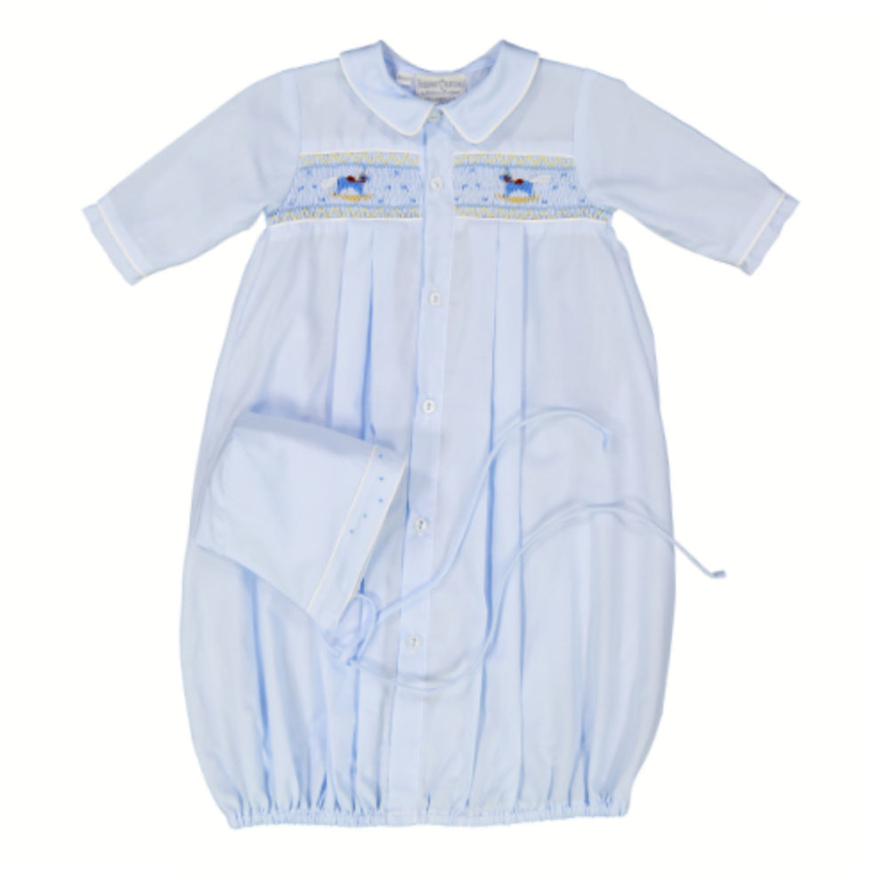 Preemie Rocking Horse Smocked Blue