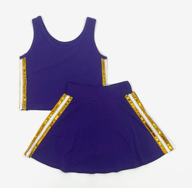 Purple/Gold Sequin Side Skort Set