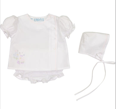 Preemie White Lovebirds Diaper Set with hat