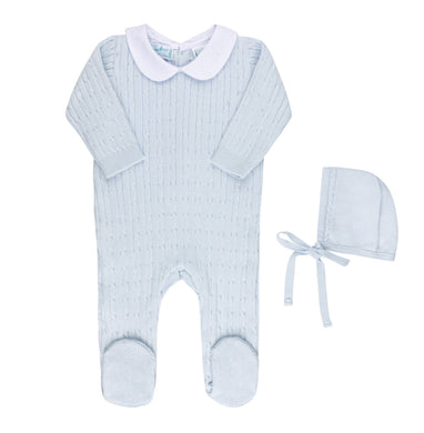 Boys Peter Pan Cable Knit Romper and Bonnet