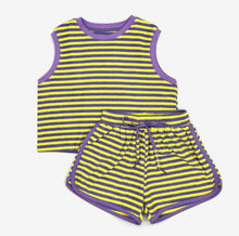 Yellow/Purple Striped Terry Short Set