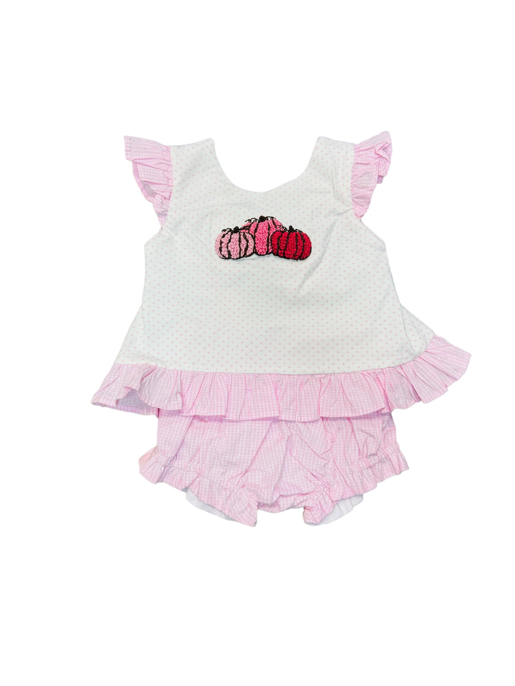 Pink Bity Dot French Knot Pumpkin Bloomer Set
