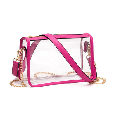 Clear Crossbody Bag With Vegan Leather Trim and Two Removable Straps