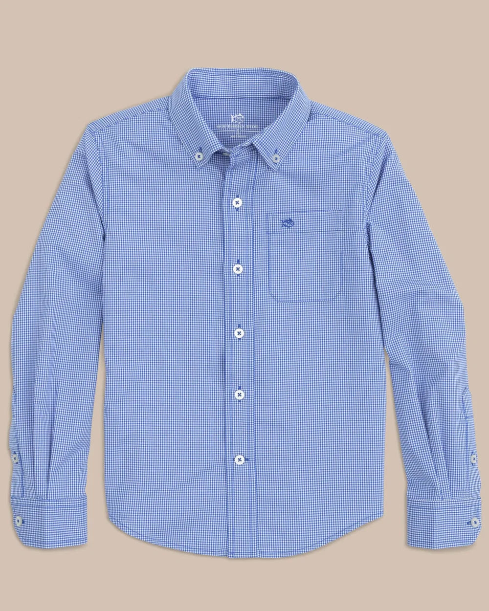 Mini Gingham Cobalt Blue Button Down