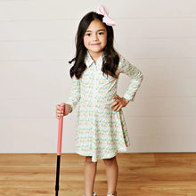 Green Floral Bloom Long Sleeve Tennis Dress