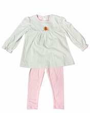 Green Knit Stripe Girls Turkey Tunic Set