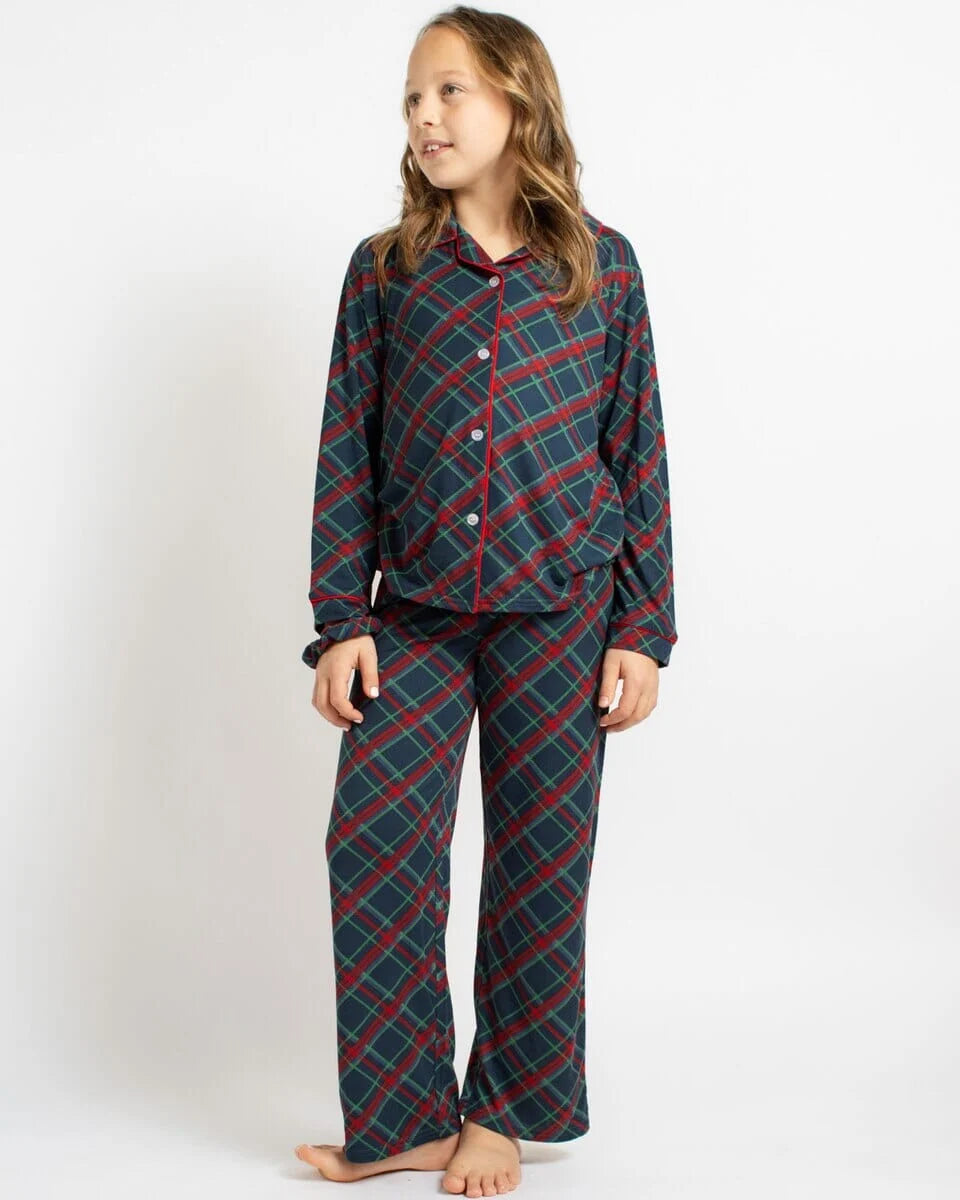 Girl's Layton Plaid Long Sleeve Pant Set