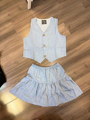 Chambray Vest & Skirt Set