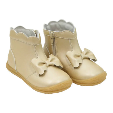 Harper Scalloped Bow Boot - Champange
